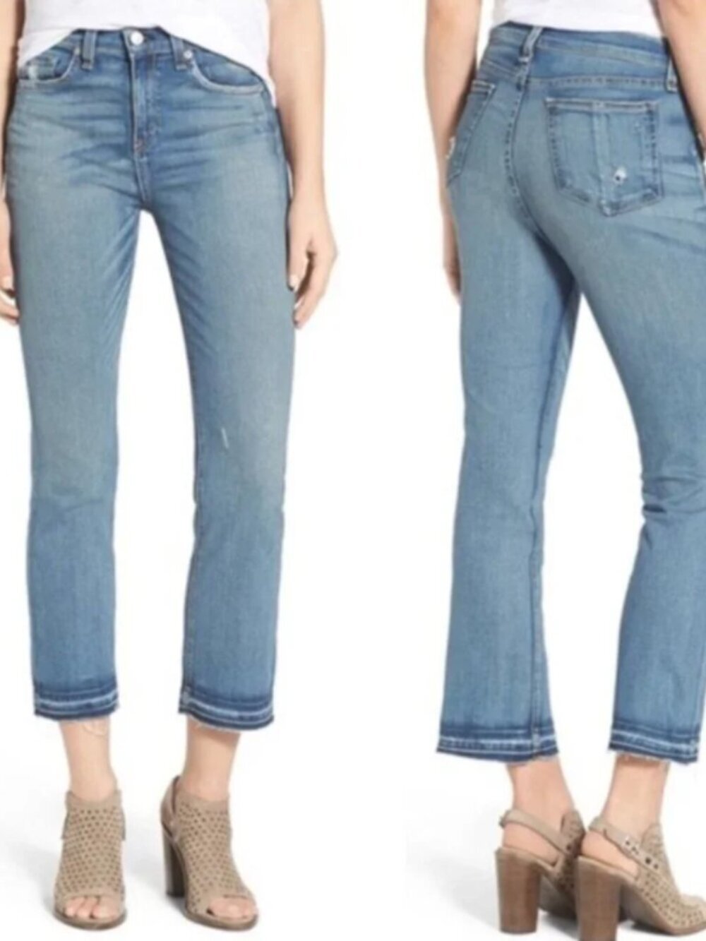 rag & bone Stark 10” Crop Flare Raw Hem Stretch Jeans 28 Stark Wash